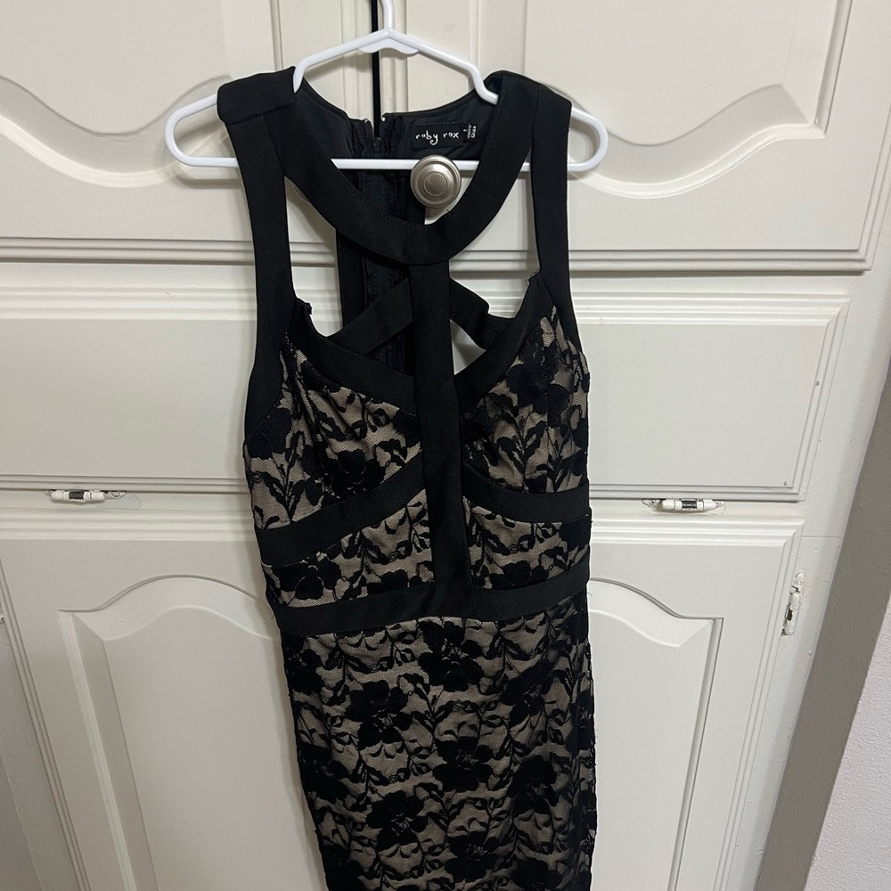 Ruby Rox Black and Cream Lace Dress